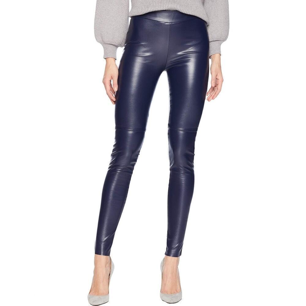 Wolford New Estella Navy Faux Leather Leggings size 36/ US 6